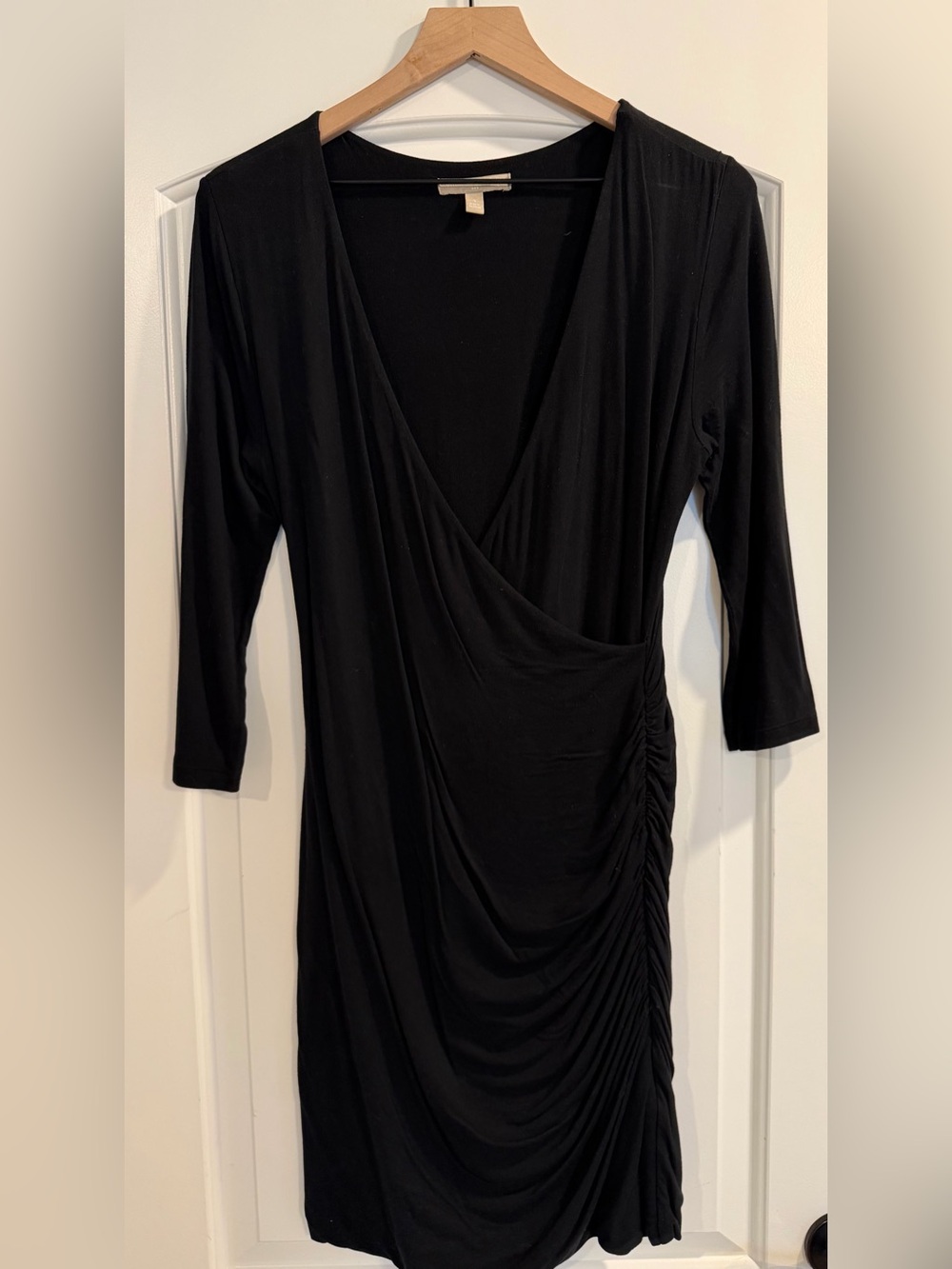 Banana Republic Black Wrap-Style Ruched Dress